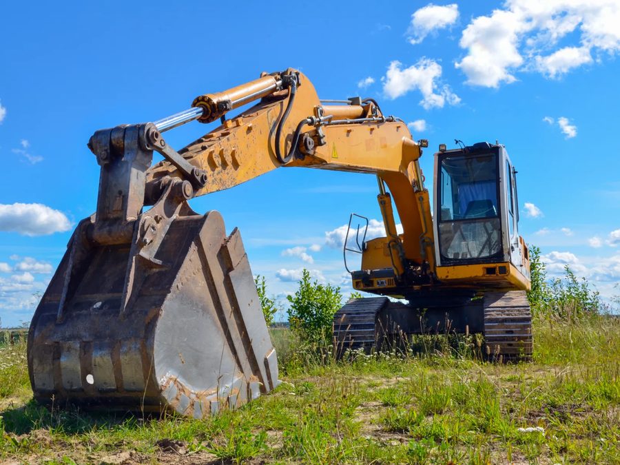Close-up of an excavator bucket on a Jerry Cheshire Land Clearing Services jobsite